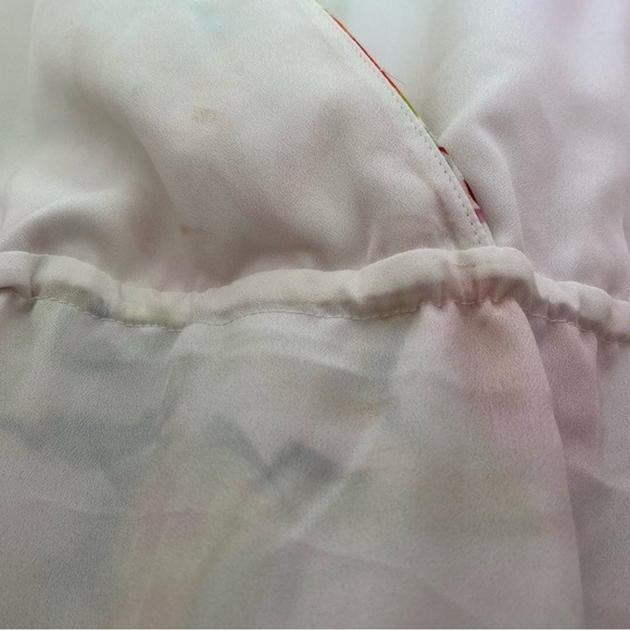 NWT Mini Dress Milly Nora Neon Botanical Ruffle Multi Color White Size 8 - Picture 13 of 16